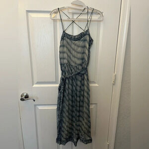 ! Isabel Marant Etoile Blue and White Striped Silk Chiffon Sleeveless Dres…